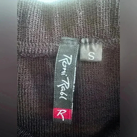 RONI RABL Black Knit Asymmetric Wide Dropped Sides Flared Hem Skirt Womens Small - Picture 9 of 9